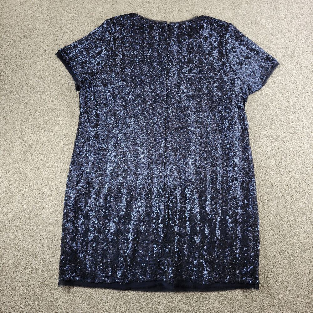 Addition Elle Sequin Dress Womens 16 Blue Crew Neck Back Zip Boxy T-Shirt - Picture 5 of 12